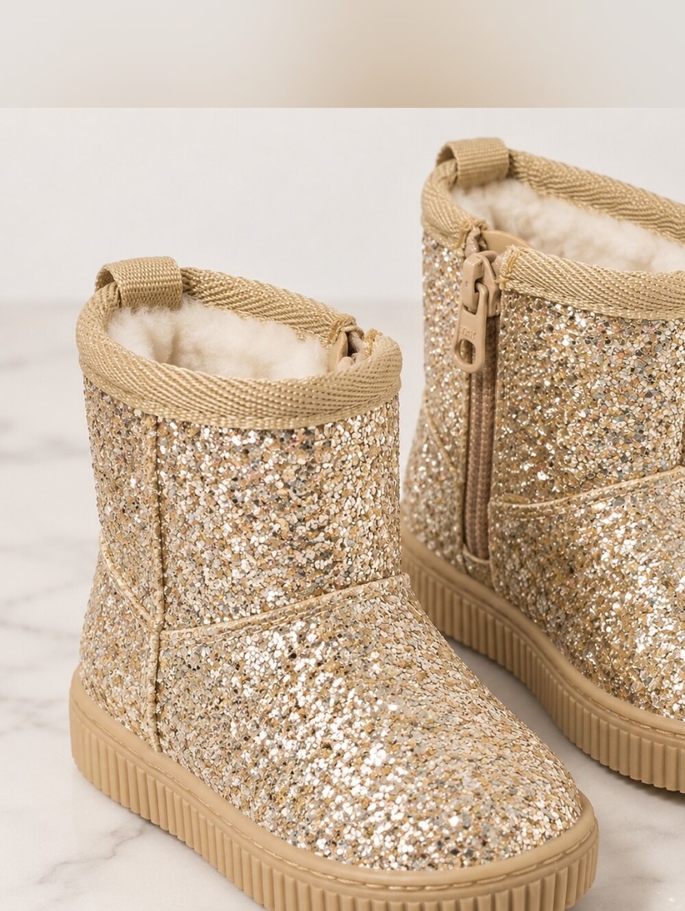 Cat & Jack Kids Glitter Booties in Gold, Toddler Sizes 5&6